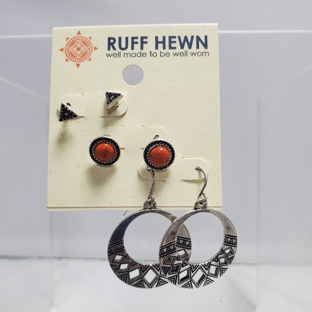 Ruff Hewn trio earrings